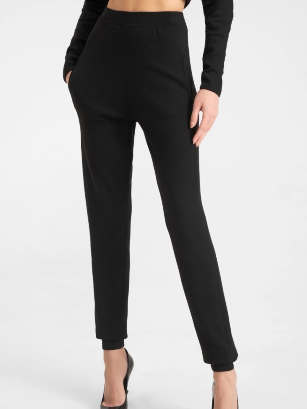Saint Laurent YSL Runway Black Wool Knit High Rise Jogger Sweatpants Trousers